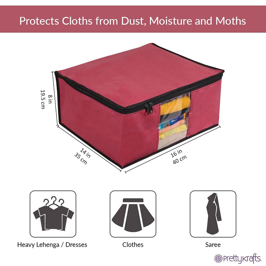 Saree Cover - Solid Non Woven Saree Cover for Wardrobe (Pack of 6)